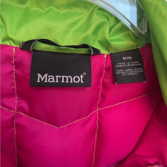 Women’s lime green Marmot down jacket. Size M - Picture 4 of 7